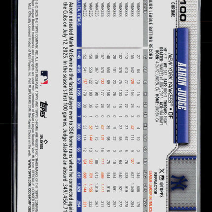 2026 Topps Chrome Aaron Judge #100 Refractor