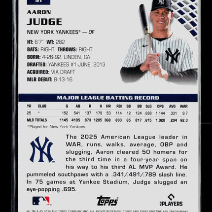 2026 Topps Pristine Aaron Judge #91