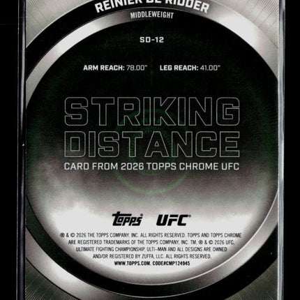 2026 Topps Chrome UFC Striking Distance Reinier de Ridder #SD-12