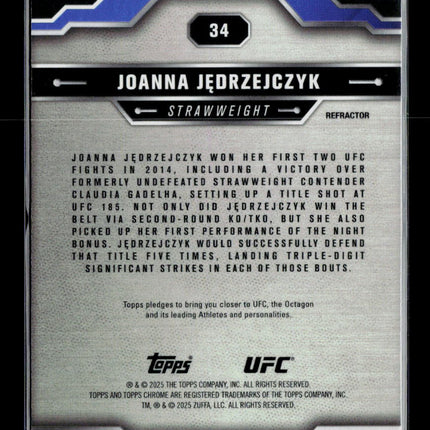 2025 Topps Chrome UFC Joanna Jedrzejczyk #34 Refractor