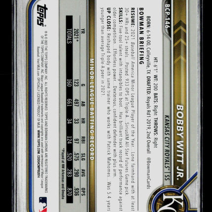 2022 Bowman Chrome Mega Box Bobby Witt Jr. #BCP-146 Mojo Refractor