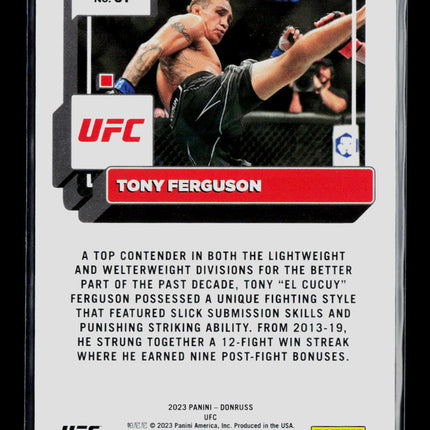 2023 Panini Donruss UFC Tony Ferguson #31 Blue Laser /49