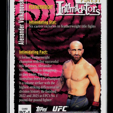 2024 Topps Finest UFC Intimidators Alexander Volkanovski #INT-4 Teal Glitter