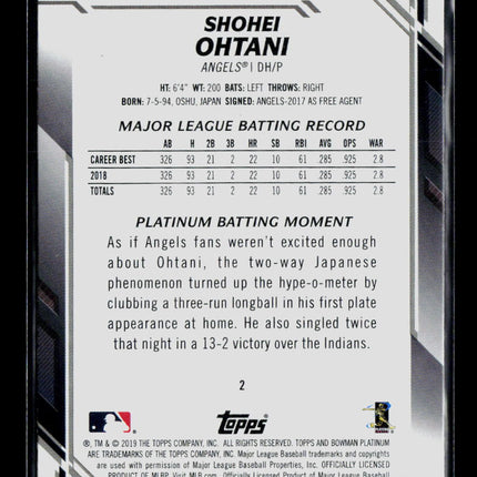 2019 Bowman Platinum Shohei Ohtani #2