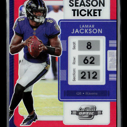 2022 Panini Contenders Optic Lamar Jackson #13 Red 062/175