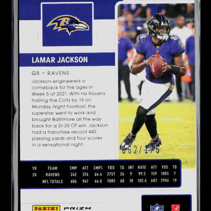 2022 Panini Contenders Optic Lamar Jackson #13 Red 062/175