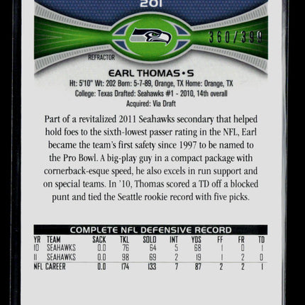 2012 Topps Chrome Earl Thomas #201 Pink Refractor 360/399