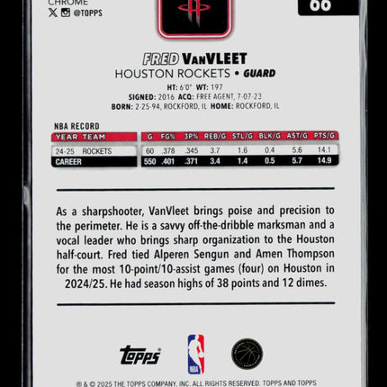 2025 Topps Chrome Fred VanVleet #66 Red Wave 3/5