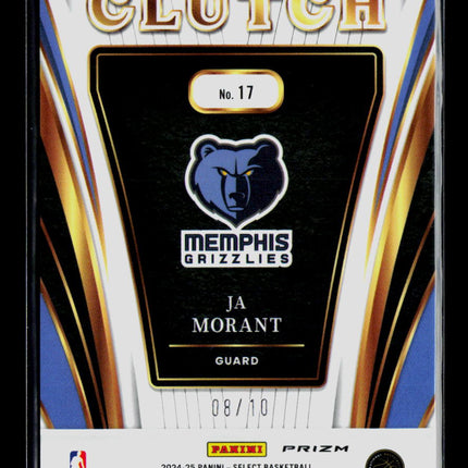 2025 Panini Select Clutch Ja Morant #17 Gold Checkerboard 08/10