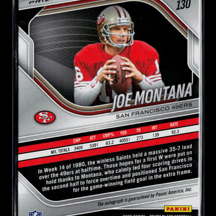 2026 Panini Prizm Black Joe Montana #130 Auto Silver