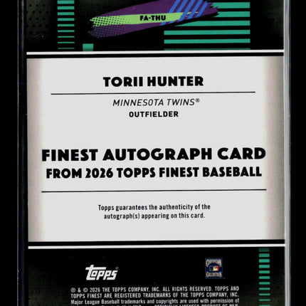 2026 Topps Finest Torii Hunter #FA-THU 04/10 Auto Black