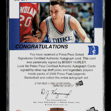 2008 Press Pass Legends Select Signatures Bobby Hurley #SS-BH Auto