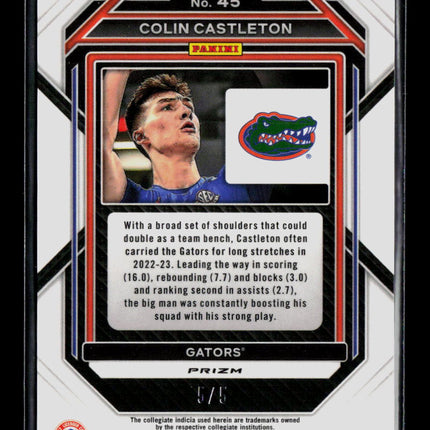 2023 Panini Prizm Draft Picks Colin Castleton #45 RC Black Gold /5