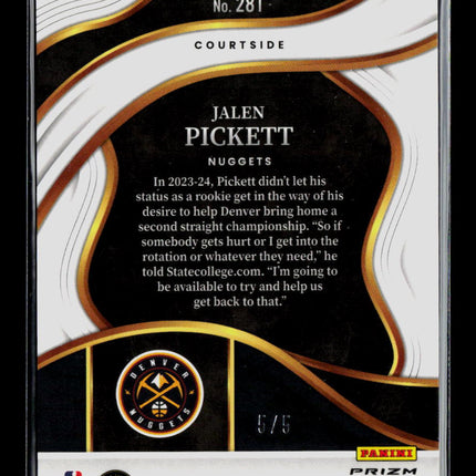 2023 Panini Select Jalen Pickett #281 Green 5/5 Courtside