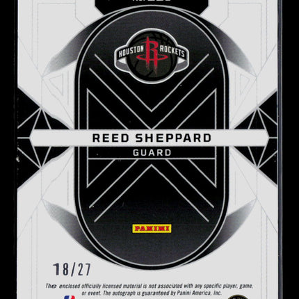 2025 Panini Obsidian Basketball Reed Sheppard #220 Patch RC 18/27 Auto