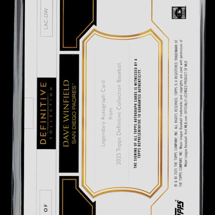 2025 Topps Definitive Collection Dave Winfield #LAC-DW 5/5 Auto
