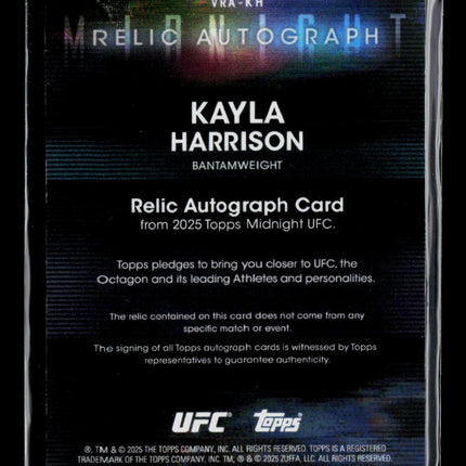 2025 Topps Midnight UFC Kayla Harrison #VRA-KH Autograph Relic Memorabilia Auto