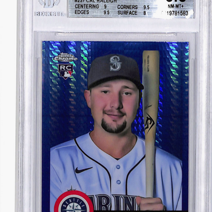2022 Topps Chrome Platinum Cal Raleigh #237 Blue Prism Refractor RC BGS 8.5