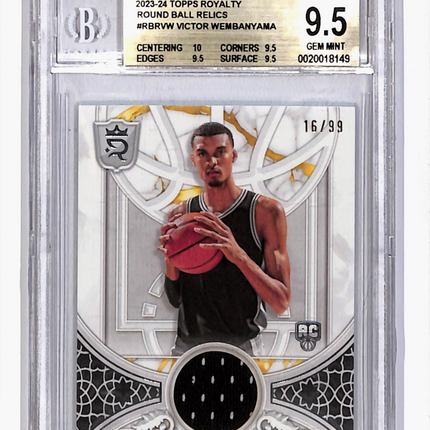 2023 Topps Royalty Round Ball Relics Victor Wembanyama /99 Jersey BGS 9.5