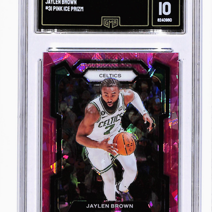 2023 Panini Prizm Jaylen Brown #31 Pink Ice GMA 10