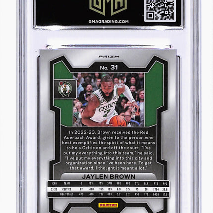 2023 Panini Prizm Jaylen Brown #31 Pink Ice GMA 10