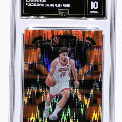 2023 Panini Select Basketball Alperen Sengun #13 Orange Flash Prizm GMA 10