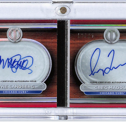 2024 Topps Tribute Tandems Book Card Greg Maddux Ryne Sandberg Auto Red /25