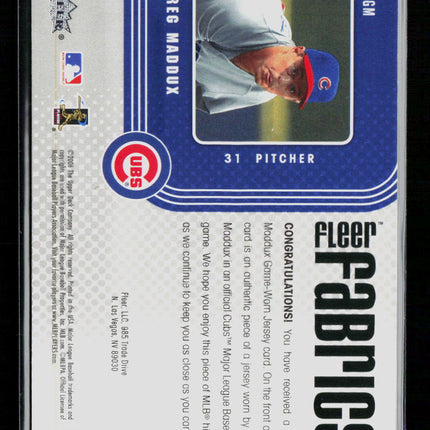 2006 Fleer Fabrics Greg Maddux #FF-GM Game-Worn Jersey Memorabilia