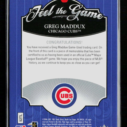 2006 Fleer Ultra Feel the Game Greg Maddux #FG-GM Game-Used Jersey Memorabilia