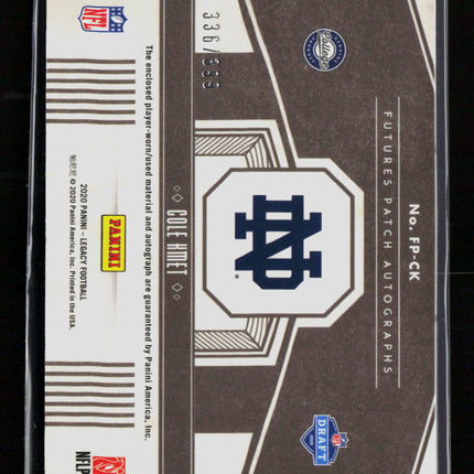 2020 Panini Legacy Cole Kmet #FP-CK Autograph Patch 336/899 RC Auto