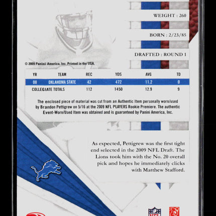 2009 Playoff Absolute Memorabilia Brandon Pettigrew #6 Jersey