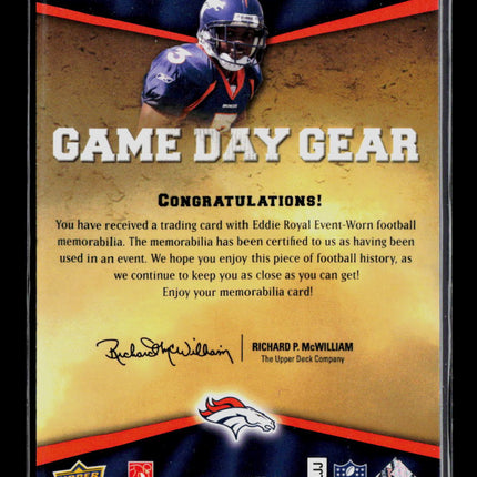 2009 Upper Deck Game Day Gear Eddie Royal #NFL-ER Jersey Patch