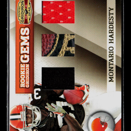 2010 Panini Gridiron Gear Rookie Gems Montario Hardesty #269 12/50 Jersey Ball