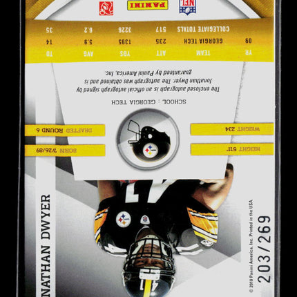 2010 Panini Gridiron Gear Rookie Gems Jonathan Dwyer #285 203/269 Jersey Auto