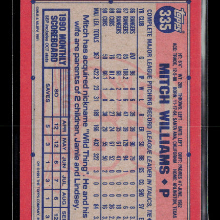 1991 Topps Mitch Williams #335 Desert Shield