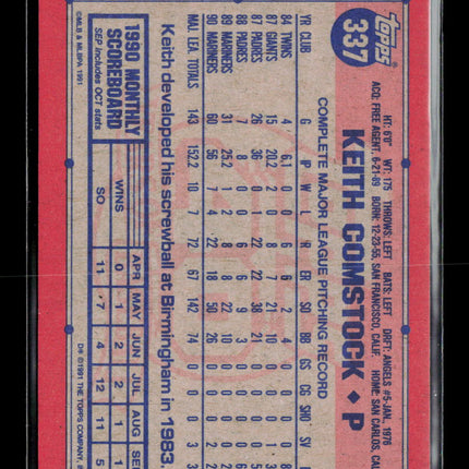 1991 Topps Desert Shield Keith Comstock #337