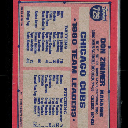 1991 Topps Desert Shield Don Zimmer #729