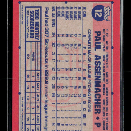 1991 Topps Desert Shield Paul Assenmacher #12