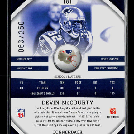 2010 Panini Gridiron Gear Devin McCourty #181 063/250