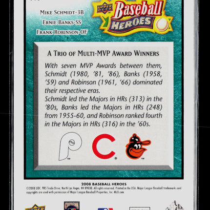 2008 Upper Deck Baseball Heroes Frank Robinson Ernie Banks Mike Schmidt #195 /99