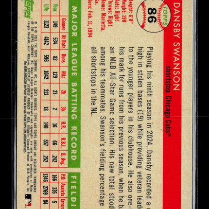 2025 Topps Platinum Chrome Dansby Swanson #86 Magenta Refractor 086/100