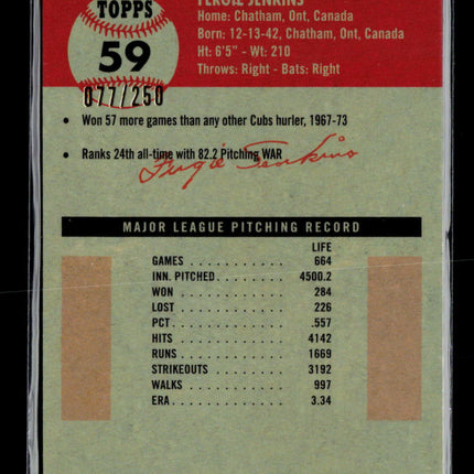 2022 Topps Chrome Platinum Fergie Jenkins #59 Gold Wave Refractor 077/250