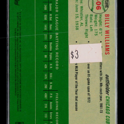 2023 Topps Chrome Platinum Anniversary Billy Williams #406 Green Refractor 91/99