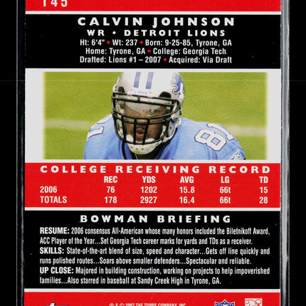 2007 Bowman Calvin Johnson #145 RC
