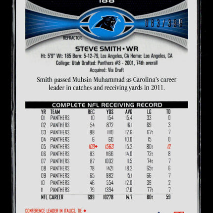 2012 Topps Chrome Steve Smith #188 Pink Refractor 083/399