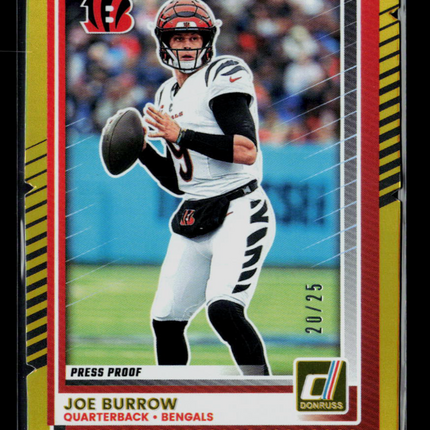 2025 Donruss Joe Burrow #214 Press Proof Gold 20/25