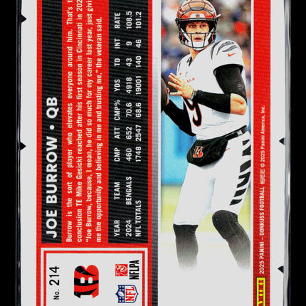 2025 Donruss Joe Burrow #214 Press Proof Gold 20/25