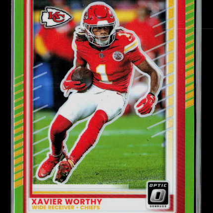 2025 Panini Donruss Optic Xavier Worthy #123 Green Prizm 20/50