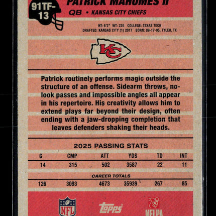 2026 Topps Chrome Patrick Mahomes II #91TF-13 Crackle