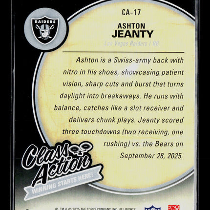 2025 Topps Signature Class Class Action Ashton Jeanty #CA-17 036/250 RC